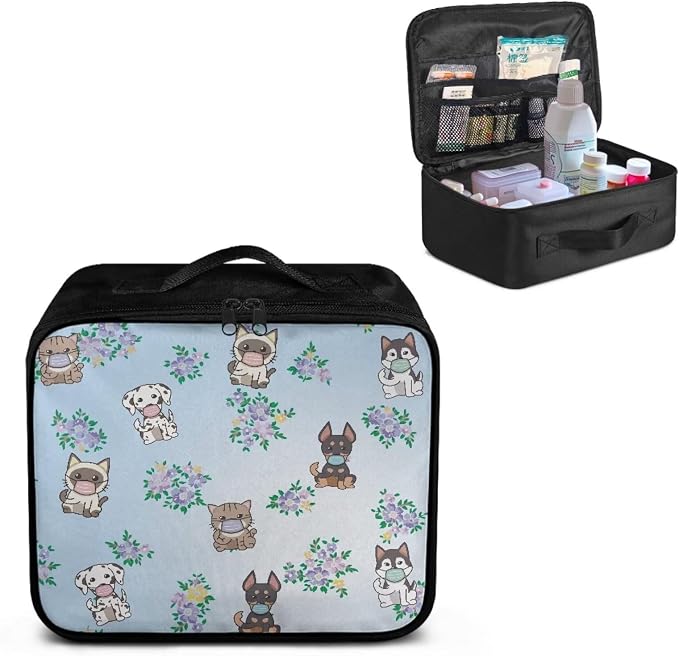 Cute First Aid Bag Empty Large Pet Nurse Medical Storage Bag Pattern Emergency Survival Pouch Bag for Camping Hiking Home Travel Empty First Aid Pouch 11" x 5" x 9.6"