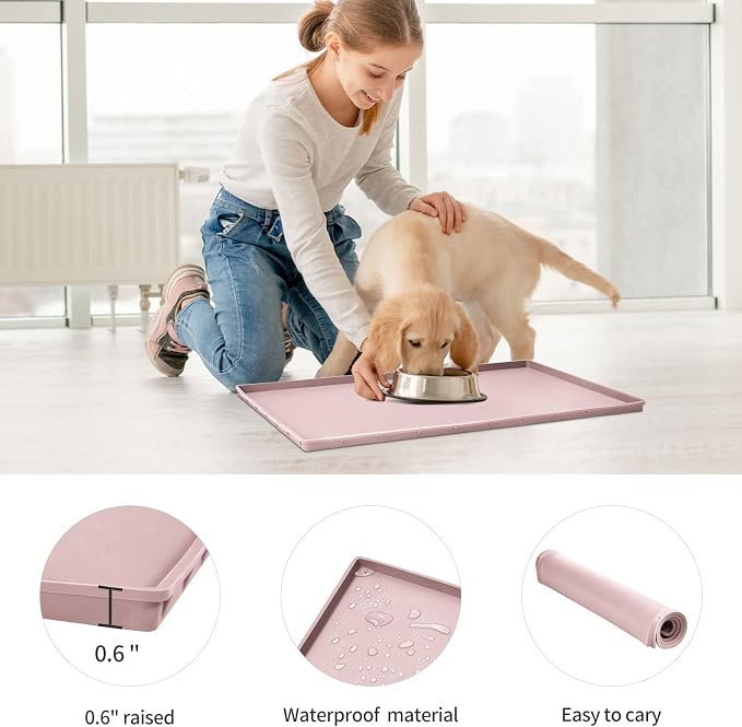 Silicone Dog Food Mat Waterproof Pet Feeding Tray for Small Medium Dogs