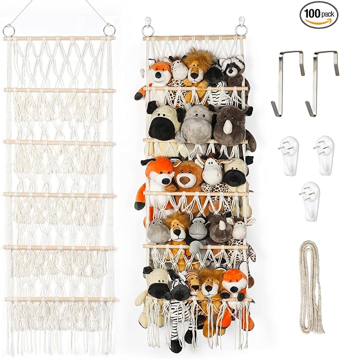 42cm Wide Over The Door Stuffed Animal Storage- 5-Tier Stuffed Animal Hammock For Toy Plush Hammock Hanging Net Big Girls Toddler Large Bag Animals Stuffy Behind