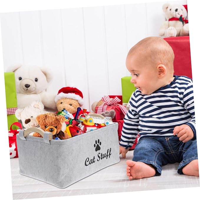 Toyvian Sundries Storage Organizer Bin Portable Handle Stylish Container for Pet Toys Clothing and Decorative Storage for Home and Office