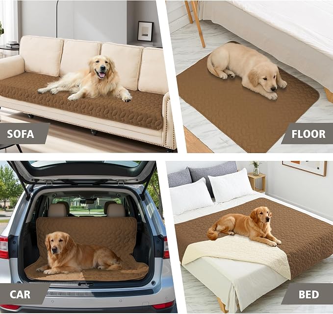 Ameritex Waterproof Pet Bed Cover Anti-Slip Dog Bed Blanket for Sofa and Furniture Waterproof New Pattern Design (Camel, 82x82 Inch (Pack of 1))