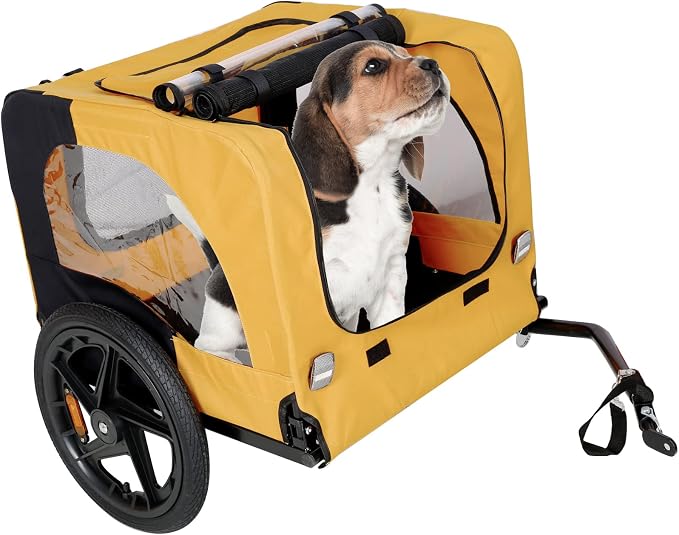 ZeHuoGe Pet Bike Trailer for Small to Medium Pets, Pet Cart Bicycle Wagon,23.62”x17.71” Roomy Cabin, Foldable & Portable, Universal Fit for 20”-29” Bikes