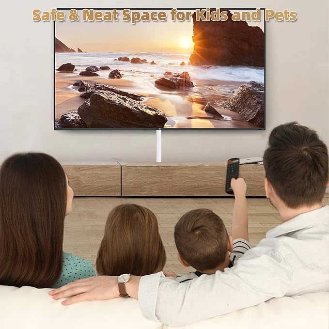 118" Side Open One Cord Hider (<1/4") for Wall Mounted Tv,Silicone Flexible | Cable Cover to Hide Conceal Cords Along Wall,Wire Raceway Management Cable Concealer Channel,Electric Cord Organizer,White