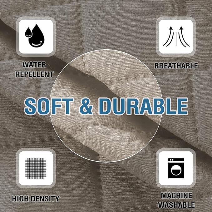 H.VERSAILTEX Water Resistant Couch Arm Covers for Sofa, 2 Pack, Khaki/Beige | Waterproof Armchair Caddy, Couch Arm Covers Remote Control Holder Sofa Armrest Organizer for Magazine, Tablet, Phone, iPad