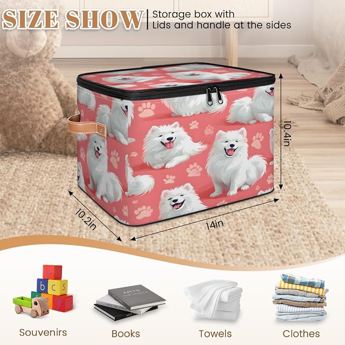 Dogs Storage Box with Zipper Lid