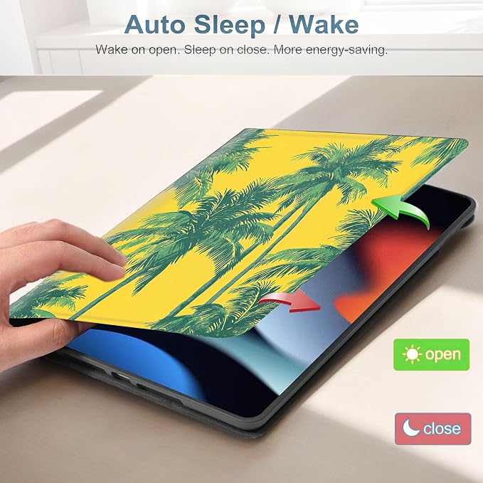 for Samsung Galaxy Tab A7 Lite 2021 (SM-T220/T225/T227) Tablet Protective Cover with Adjustable Stand and Magnetic Auto Wake/Sleep,Palm Tree