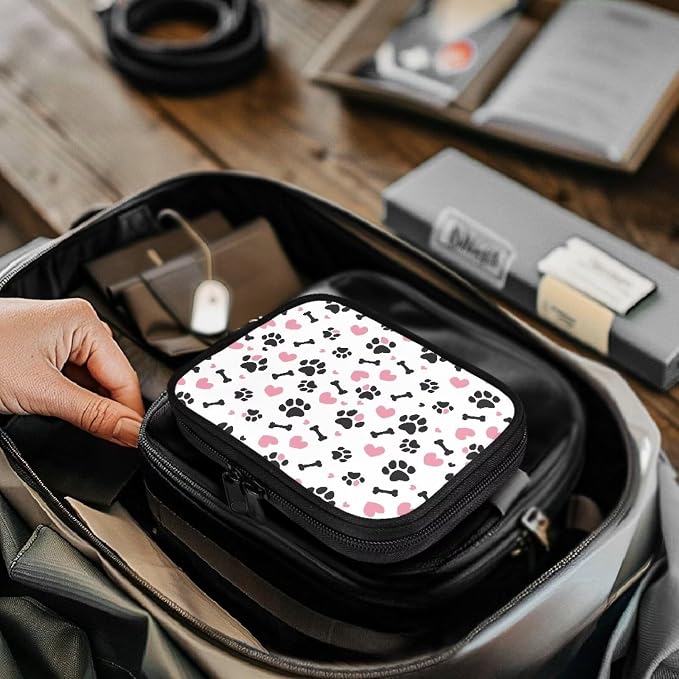 Dog Paw Print First Aid Kit for Dogs,Pet Emergency Survival Kit for Dogs Empty First Aid Kit Bag Portable First Aid Pouch with Zipper Small Medical Bag