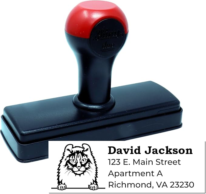 American Curl Cat Address Stamp, Cat Return Address Stamp, Custom Duo Hand Seal for Mail, Envelopes, Crafters, Pet Lovers, Office Use