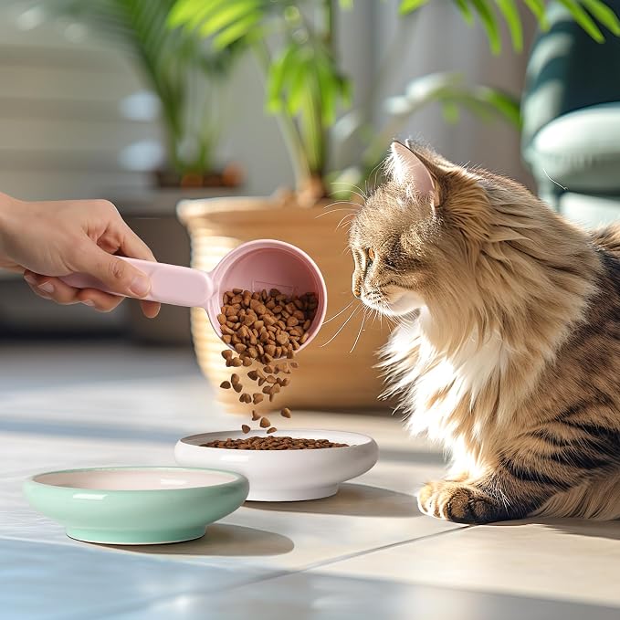 Melamine Pet Food Scoop, Cat Food Measuring Cups, Comfortable Long Handle Scoop for Dog, Cat, Ferret and Rabbit Food, 1 Cup Size Pet Food Feeding Scoop Dishwasher Safe (Pink | Pet Food Scooper, One-Cup Portion Measure, Long Handle, Dry Kibble, For Feed...