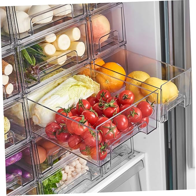 HOMSFOU Fridge Space Saver Organizer Fridge Fruit Box Sealing Storage Bin Organizing Bin Large Capacity Design Space-saving Sturdy Pet Material