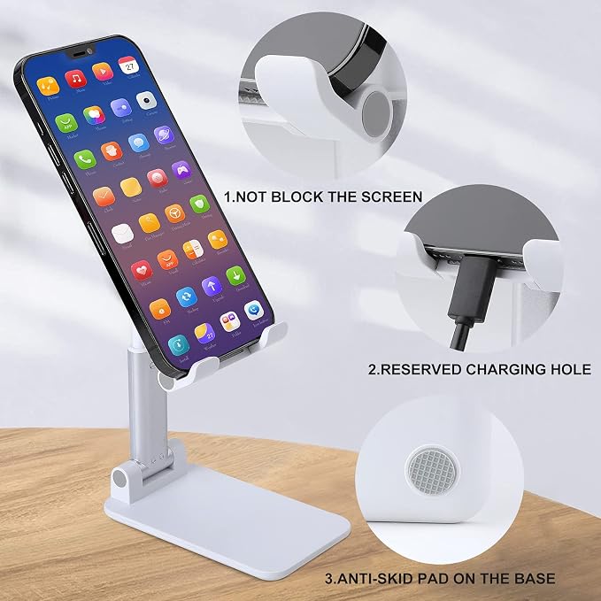 Golden Retriever Dogs Puppies Pets Foldable Phone Stand Desk Taller Stand | Adjustable Angle Height Cell Phone Holder Rotating Cell Phone Stand Portable Tablet Stand for Smartphone Tablet