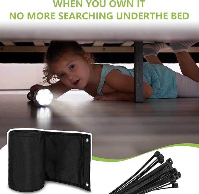 Boao Under Bed Blocker for Pets 220 x 6 Inch with Black Zip Ties Under Couch Blocker Bed Barrier for Dogs Cats Pets Puppy Furniture Bottom, Black