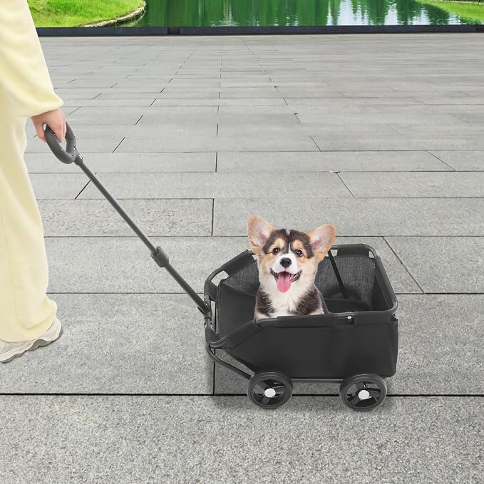 Dog Stroller, Foldable Multifunctional Pet Carts Portable Mini Dog Strollers with 4 Wheels & 360° Rotatable Handle for Small Cats Dogs Puppy Up to 16.53 LBS (Black)