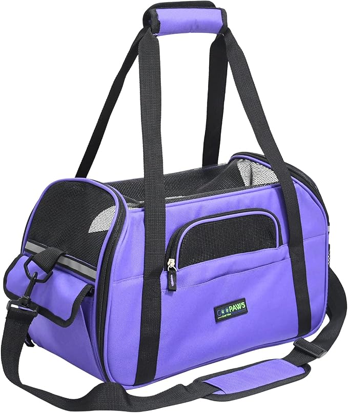 Jespet Airline Approved Soft-Sided Kennel Pet Carrier Travel Handbag | Lightweight, Foldable, Portable, Built-In Safety Leash, Luggage Sleeve, for Cats & Small Dogs, for Indoor & Outdoor