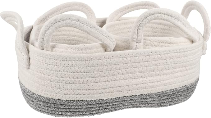 Luxshiny 3Pcs Woven Rope Dog Toy Storage Baskets Pet Organizer for Toy Food Clothes Holding Household Use