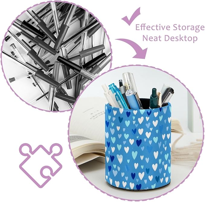 Cute Love Heart Pen Holder, Pencil Cup Marker Brush Holder Desk Storage Case, Desktop Organizer for School Office Home Supplies