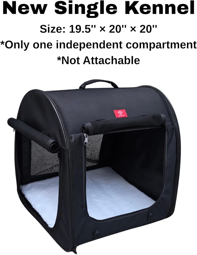 One for Pets Fabric Portable Pet Kennel/Shelter, Single, Black 20"x20"x19.5" - Car Seat-Belt Fixture Included