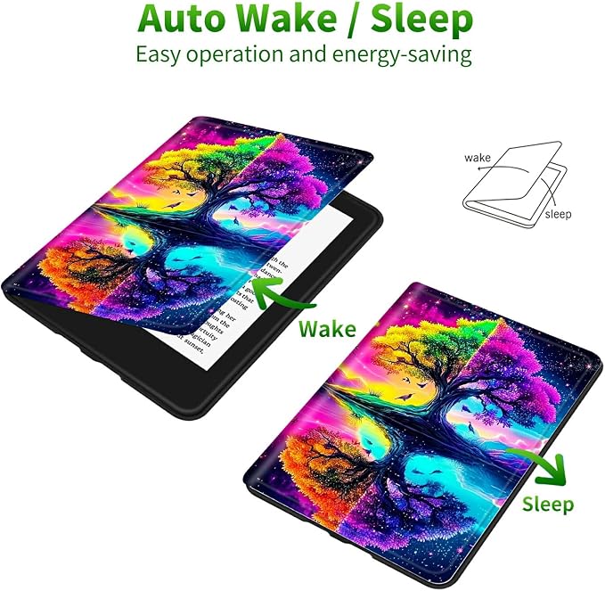 for Samsung Galaxy Tab S6 10.5" 2019 SM-T860/T865/T867 Case | Slim Leather Smart Cover with Multi-Angle Anti-Slip Stand [Auto Wake/Sleep] Shell for Women Men, Purple Green Tree
