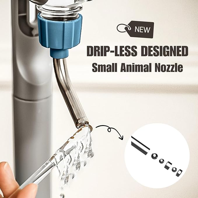 Automatic Pet Food Water Dispenser, Auto Gravity Pet Feeder Water Bottle Set for Crate Cage for Puppy Cat Rabbit Guinea Pigs Chinchilla Ferret Hedgehog (Blue)