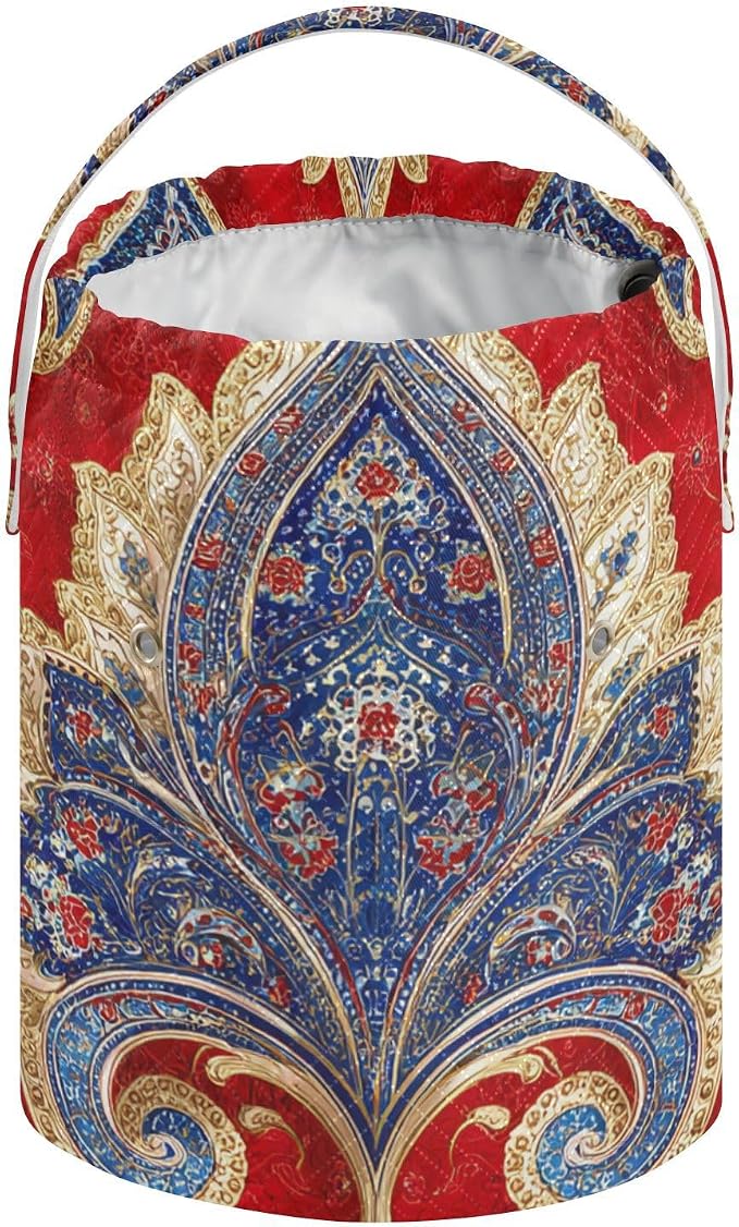Tatenale Crochet Bag Yarn Bag Knitting Project Bag with Pockets and Handle Portable Yarn Storage Organizer Tangle Free 8.3x11 InchRed Vintage Paisley29
