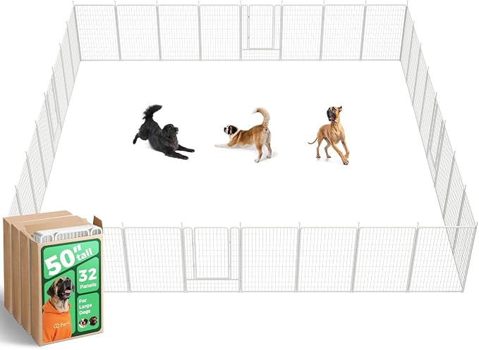 FXW Rollick Dog Playpen, Indoor, Yard & RV Camping, 50"H, 32 Panels | Easy setup, Heavy-duty, DIY layouts, for Ultra Large Dogs, Patented