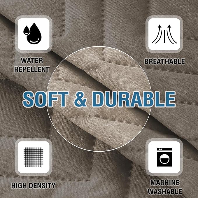 H.VERSAILTEX Water Resistant Armrest Covers for Sofa, 2 Pack, Khaki/Beige | Waterproof Armchair Caddy, Couch Arm Covers Remote Control Holder Sofa Armrest Organizer for Magazine, Tablet, Phone, iPad