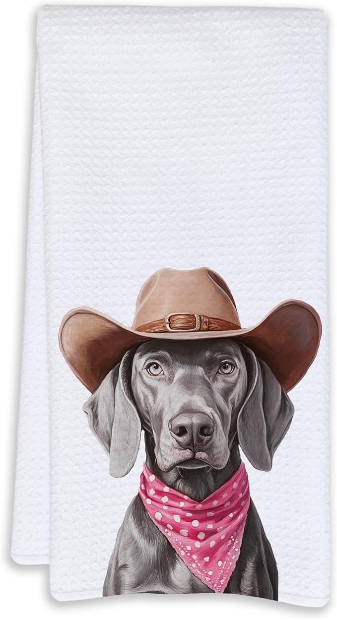 Cabana Bro Weimaraner Gifts Kitchen Towels, Weimaraner Gifts for Women Decorative Hand Towels for Bathroom, Funny Vintage Western Weima Dog Dish Tea Towels for Kitchen, 16x24 Inch