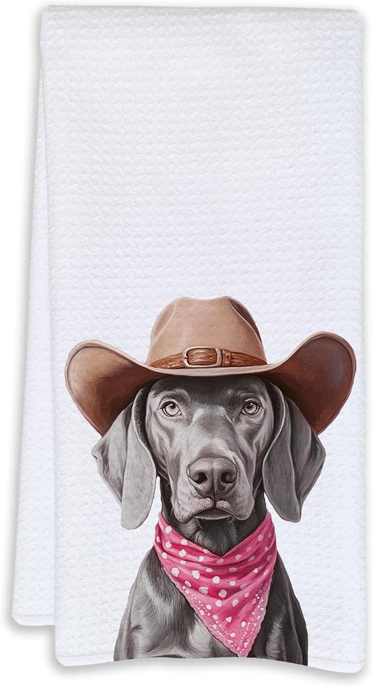 Cabana Bro Weimaraner Gifts Kitchen Towels, Weimaraner Gifts for Women Decorative Hand Towels for Bathroom, Funny Vintage Western Weima Dog Dish Tea Towels for Kitchen, 16x24 Inch
