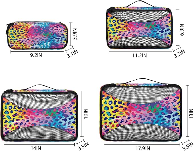 4 Set Packing Cubes for Travel, Leopard Print Packing Cubes for Women, Travel Luggage Packing Organizers, Packing Cube Set, Leopard Cheetah