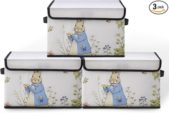 Stackable Storage Bins with Lids,Closet Organizers Fabric Box for Home and Office,Blanket Clothes Organizers,Under Bed Storage Containers 3 Pack