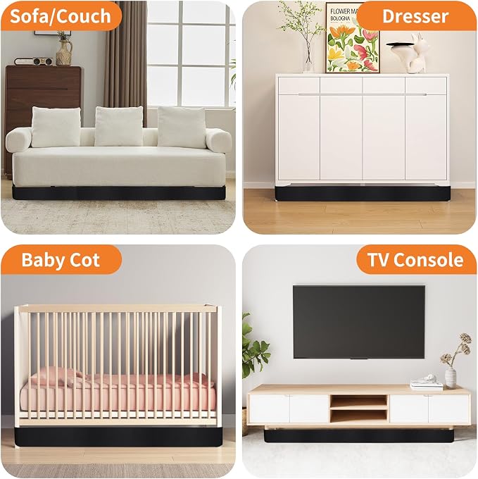 Widen Under Couch Blocker 132"x5.9", Toy Blocker & Robot Vacuum Blocker for Furniture Legs, Prevents Toys & Robovac from Going Under Sofa, Bed