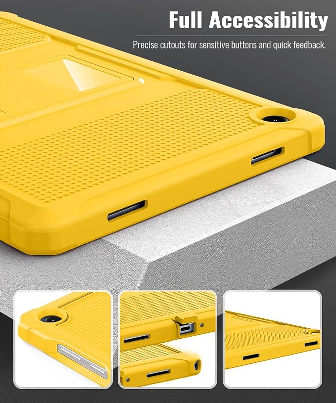 MoKo Shockproof Case Fit Samsung Galaxy Tab A11+ Plus/ A9+ 11 Inch | Full Body Rugged Stand Back Cover with Built-in Screen Protector for Galaxy Tab A11+/ A9+ Tablet, Yellow