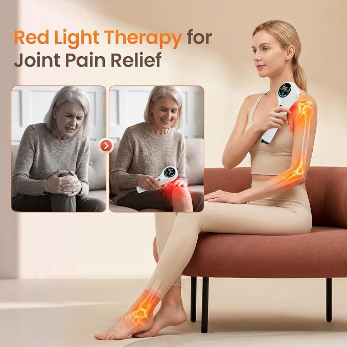 Red Light Therapy Device with Stand, 808/650nm Handheld Infrared Light Wand | Cordless Red Light Therapy for Body, Knee, Shoulder, Back, Joint, Dogs, Portable for Home Daily Comfort Office Use
