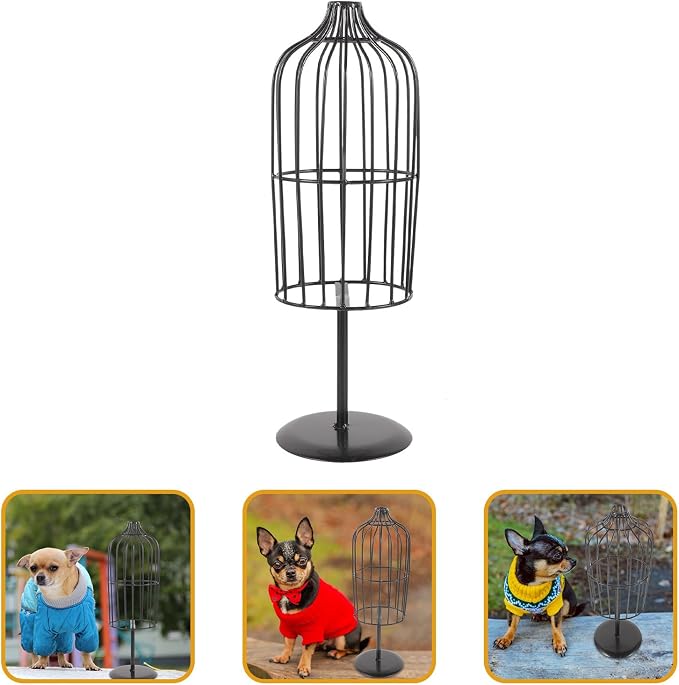 Portable Iron Dog and Cat Clothes Hanger with Unique Design and Simple Shape, Flexible Indoor and Outdoor Pet Clothing Display Rack for Infants, Black