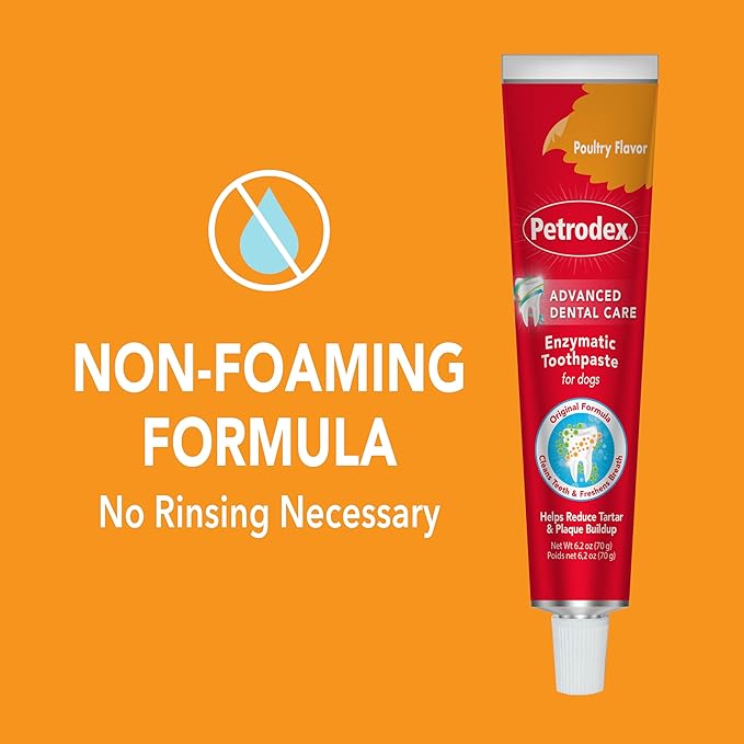 Petrodex Toothpaste for Dogs and Puppies, Cleans Teeth and Fights Bad Breath, Reduces Plaque and Tartar Formation, Enzymatic Toothpaste, Poultry Flavor, 6.2oz