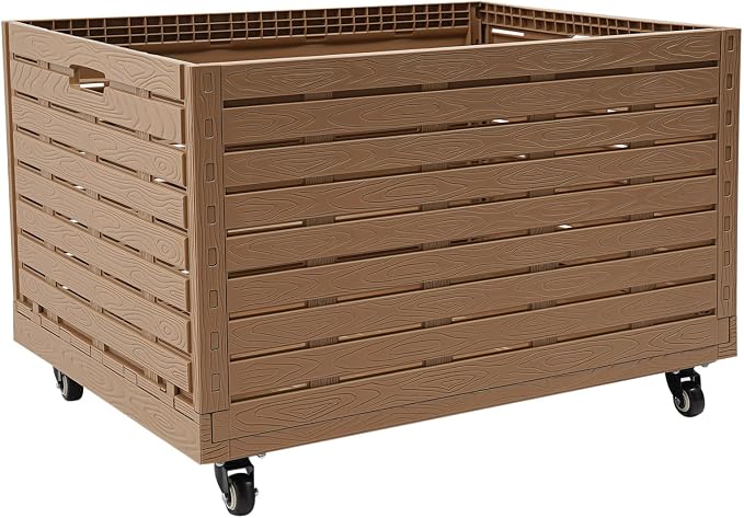 Collapsible Rolling Crate on Wheels, Heavy Duty Foldable Storage Bin(1PCS) | 440lbs Capacity Plastic Furniture Moving Dolly Cart for Travel Shopping