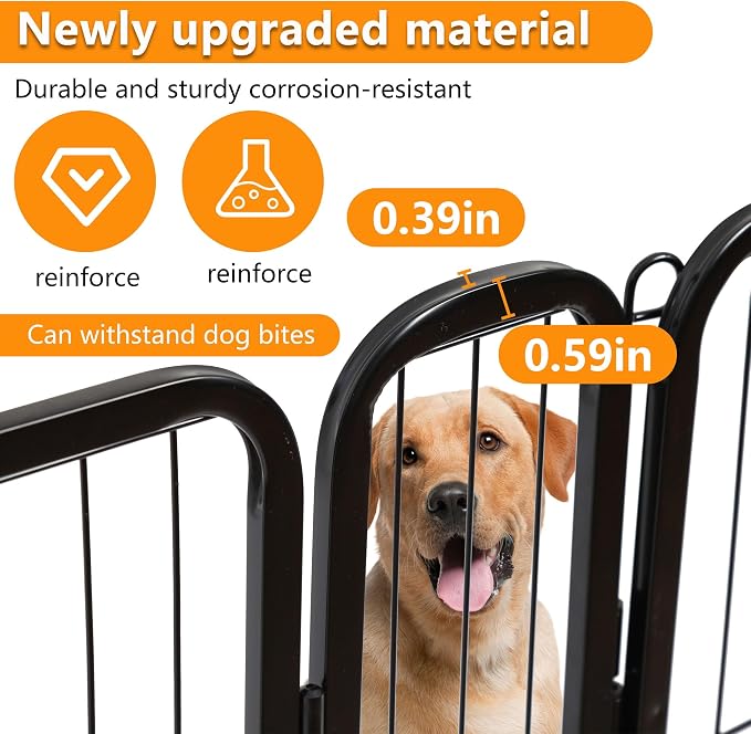 BestPet Dog Playpen, 40 Inch 8 Panels Pet Exercise Pen, Indoor Outdoor Dog Fence for RV, Camping, Yard, Black