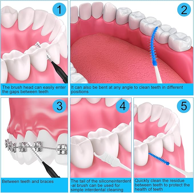 255 Pieces Braces Flossers for Braces, Interdental Brush Soft Dental Floss Picks Braces Cleaning Kit Toothpick Dental Brush Braces Teeth Flossers Brushes for Tooth Cleaner(Black)
