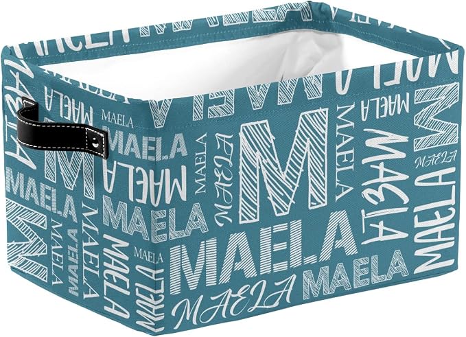 Foldable Personalized Storage Box for Boys Girls with Name Waterproof Kids Custom Storage Bin Baskets Cube Boxes Organizer with Handles for Organizing Shelf Closet, 1 Pack