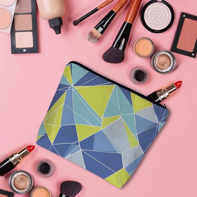Woman Makeup Bag Triangle, Geometric Stripe Triangle Makeup Bags Travel Cosmetic Bags Toiletry Makeup Organizer Pencil Pouch Make Up Cosmetic Bag For Owners Lady Birthday Gifts