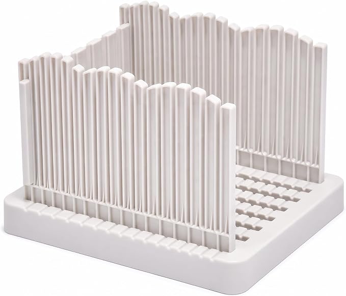 VECELO 2‑in‑1 Bread Slicer & Airtight Bread Storage Box with Handle, Plastic Bread Container with Lid for Keeping Fresh, Ideal for Bread, Cake, Buns,White