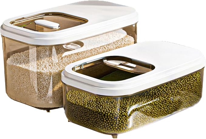 Kitchen Organiser with Sliding Cover Large Capacity Easy Designs Bin for Cereals and Pet Food Storage Slide Lid Rice Bucket