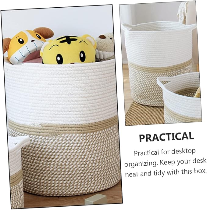 MERRYHAPY Multifunctional Rope Storage Basket for Pet Toys Laundry and Sundries Stylish Organizer Bin Portable Handle