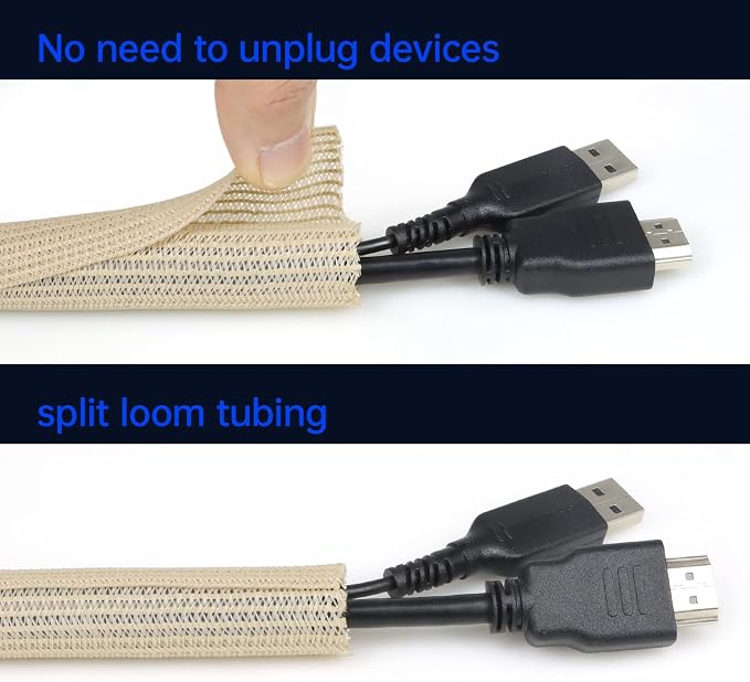 Cable Management, 16FT Wire Management Computer Cord Desk Organizer Protectors from Pets No Chew (Wood Color, 16mm-(2/3"))