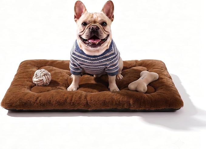 Dog Bed 30" for Metal Crate Pad, Washable Kennel Mat for Medium Dogs & Pets | Soft faux rabbit fur, non-slip,machine wash/dry, plush cushioning, for crates, floors & travel, multiple sizes for all breeds