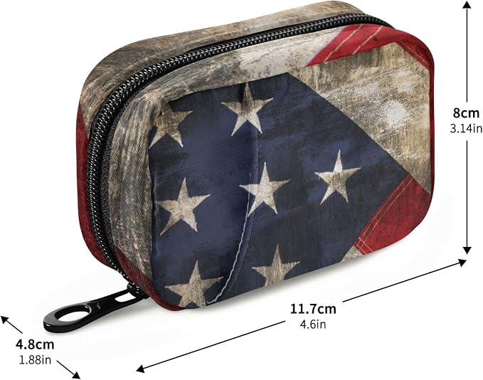 American Flag Star Pill Case, Portable Weekly Pill Box Bag Container 7 Days Pill Organizer Vitamin Supplement Holder with Zipper for Travel Family Business