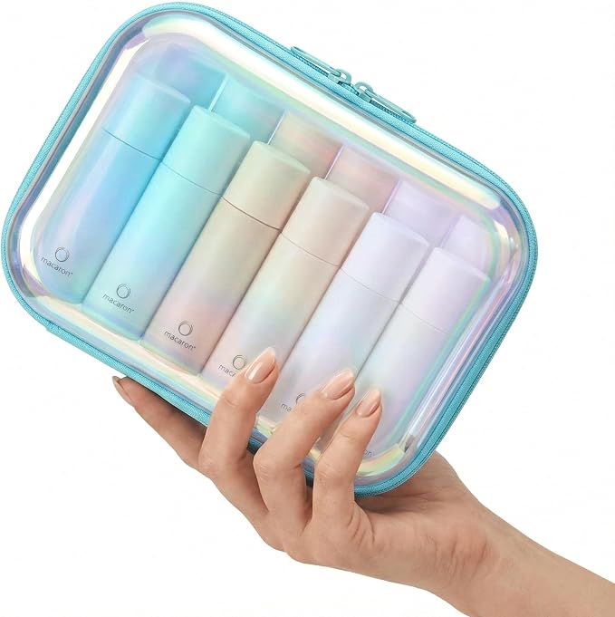 Clear Hard Shell Organizer Cases, 2 Pack | Iridescent PET shell with water-resistant, scratch-resistant surface for travel, toiletries, electronics and daily essentials