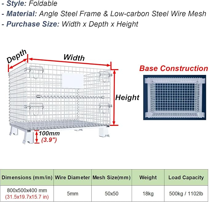 Foldable Wire Storage Cage with Front Drop Door - Open-Top Metal Mesh Crate for Pets, Easy Access, Portable, Heavy-Duty, Ideal for Dog Cat Training and Transportation