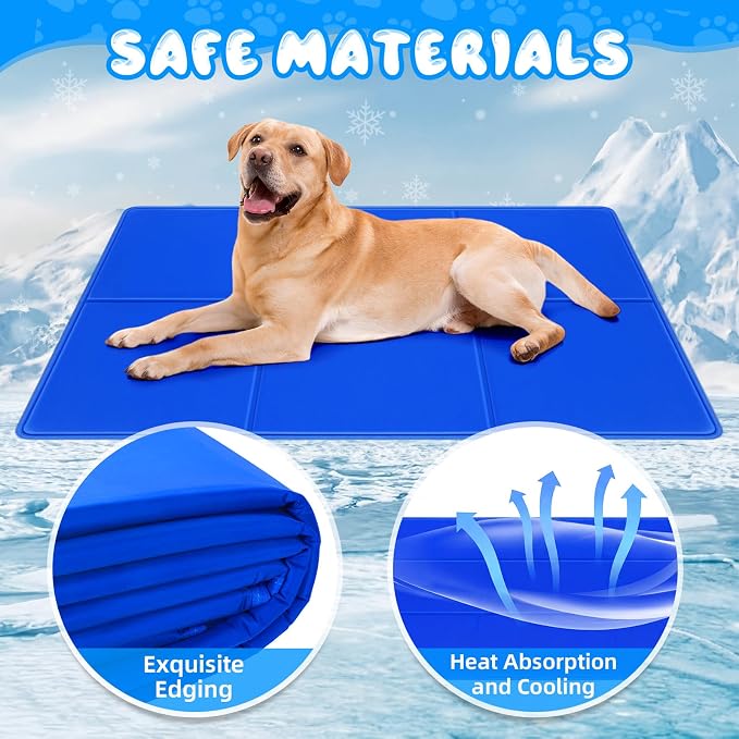 Drydiet 4 Pack Dog Cooling Mat - 23'' X 35'' Solid Gel Self Cooling Mat with Storage Bag Pressure Activated No Refrigeration or Electricity Needed Pet Pad for Dogs & Cats Kennels, Crates, Beds