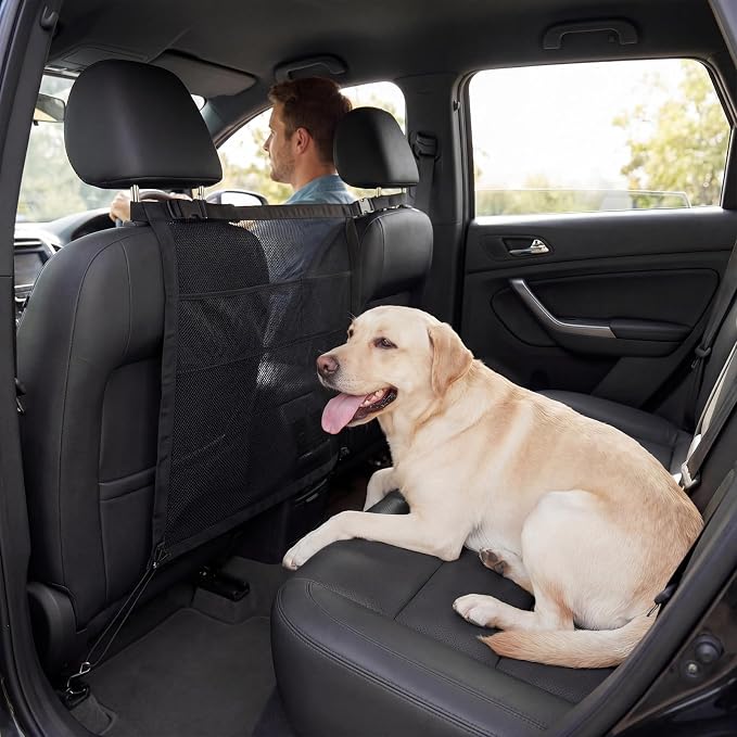 2026 New Dog Car Barrier with Mesh Organizer,Pet Safety Divider, Dog Car Net Easy Install for Cars & SUV,Truck